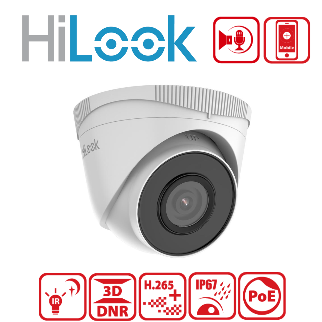 HiLook IPC-T221H 2MP PoE Turret IP Camera with H.265+ Compression