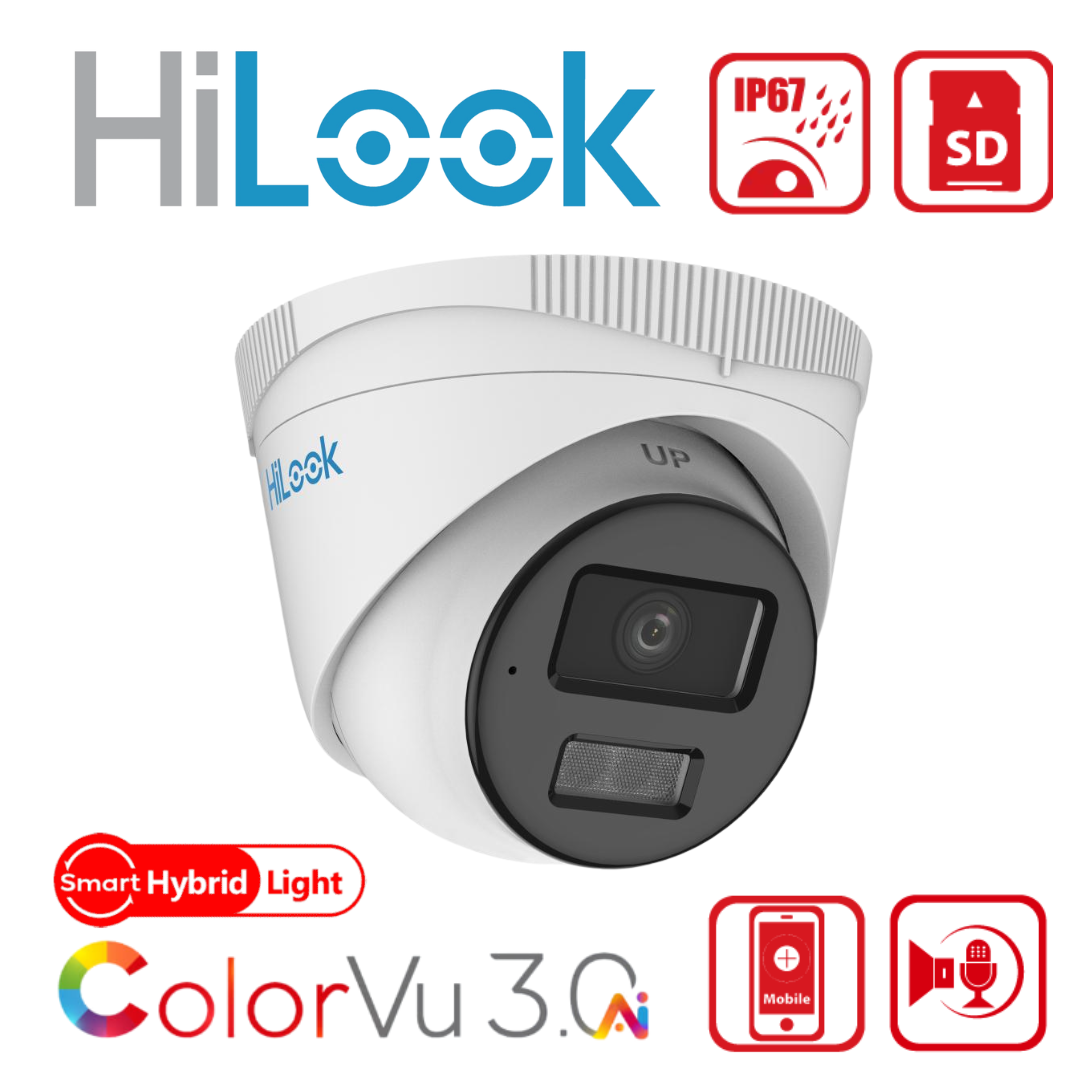 HiLook IPC-T249HAA-LU 4MP ColorVu 3.0 Smart Hybrid Audio Turret IP Camera