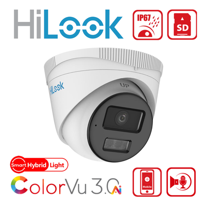 HiLook IPC-T249HAA-LU 4MP ColorVu 3.0 Smart Hybrid Audio Turret IP Camera