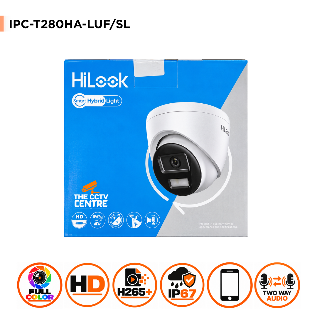 8MP HiLook IPC-T280HA-LUF/SL(2.8mm) Smart Hybrid Light MD 2.0 Turret Camera