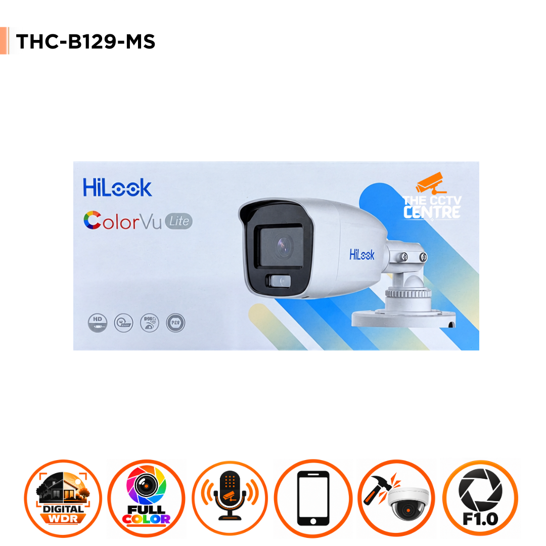 HiLook by Hikvision THC-B129-MS(2.8mm)(HiLook STD) 2MP ColorVu Audio Fixed Mini Bullet Camera