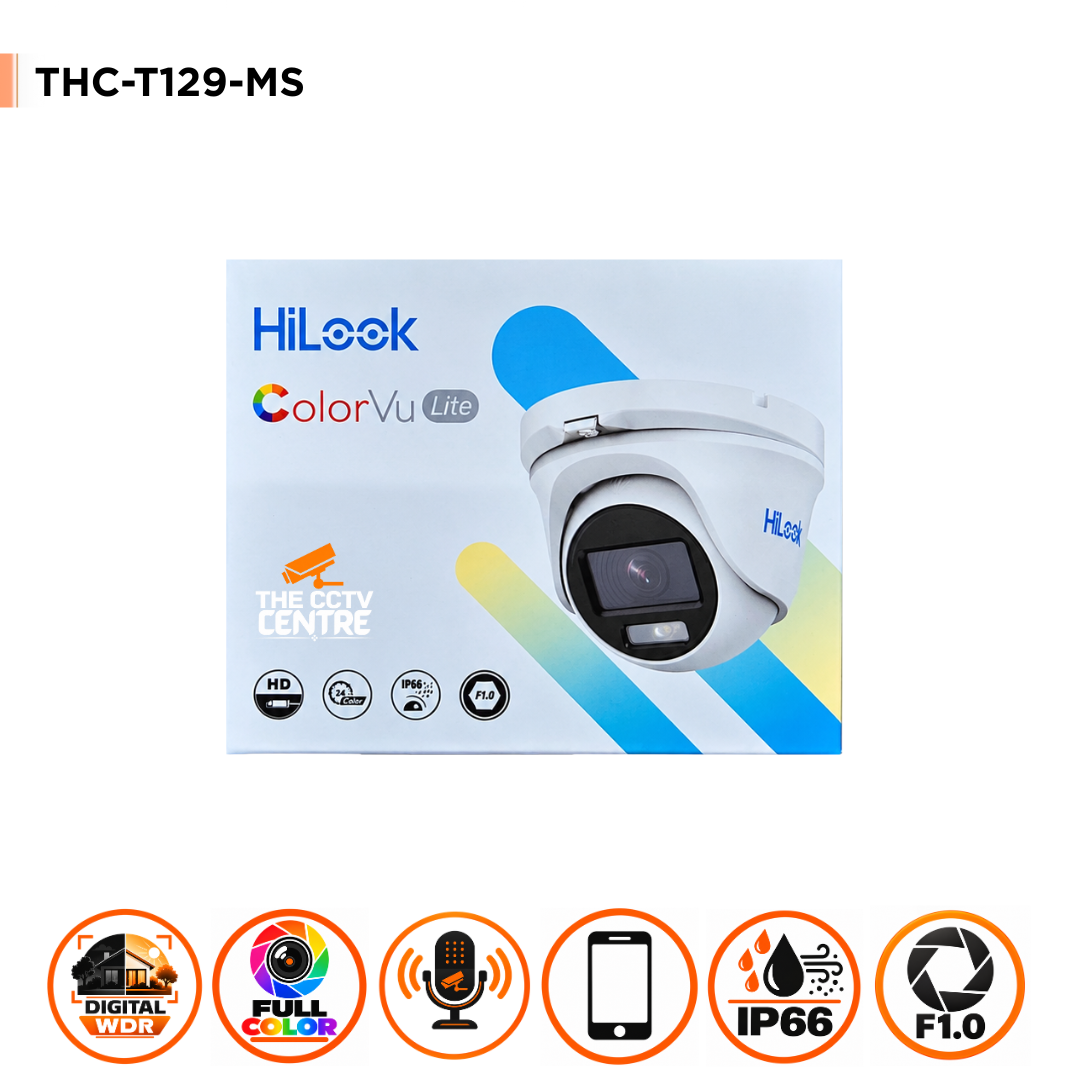 HiLook by Hikvision THC-T129-MS(2.8mm)(HiLook STD) 2MP ColorVu 4in1 20m Turret Dome