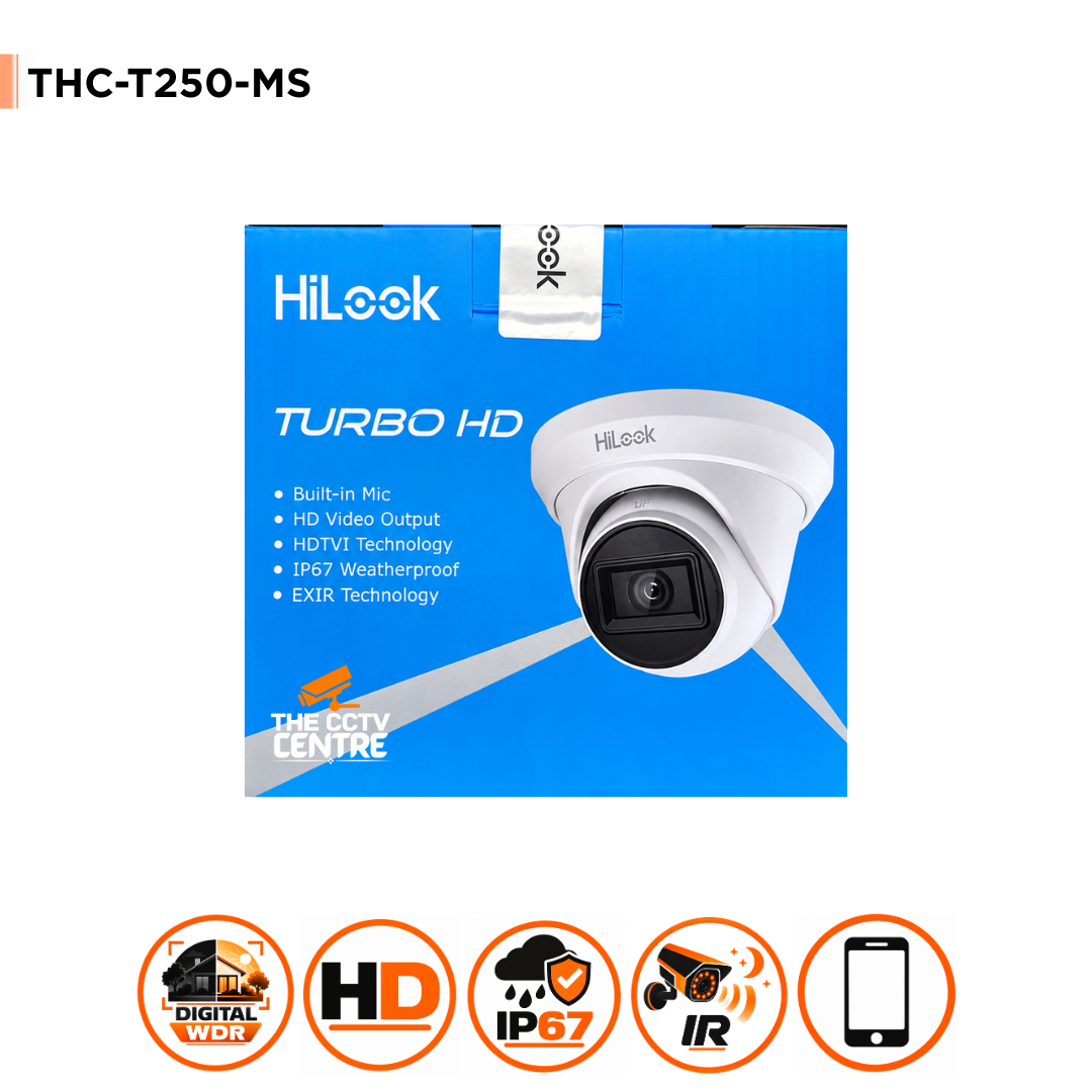 HiLook THC-T250-MS 5MP HD-TVI Turret Camera with Mic & 40m EXIR
