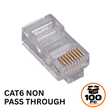 RJ45 Cat6 Non-Pass Through Crimp Connector for Ethernet Cable - 100pc