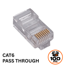 RJ45 Cat6 Pass Through Crimp Connectors for Ethernet Cable – 100 Pack